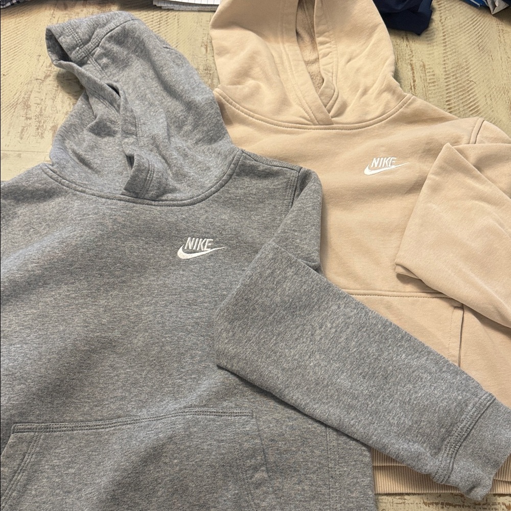 Nike Gray and Cream Hoodies